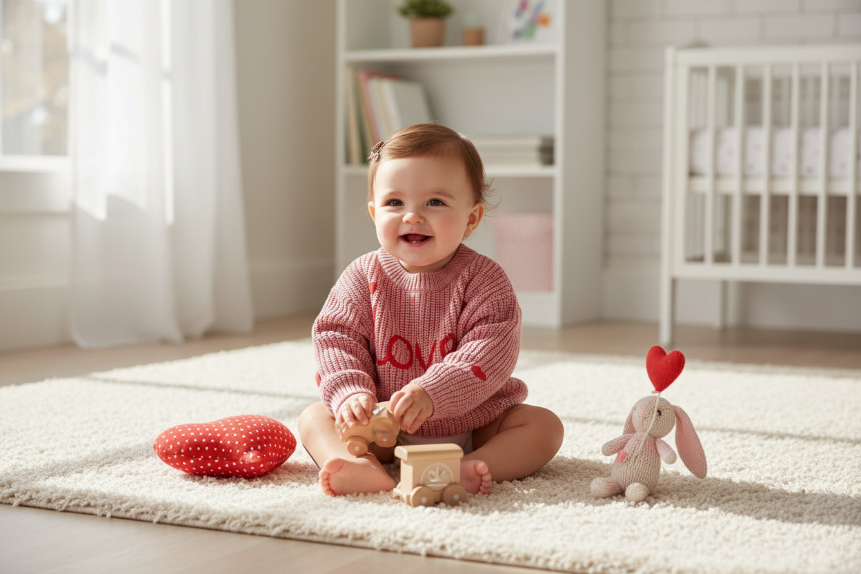 Baby Valentine sweater playing