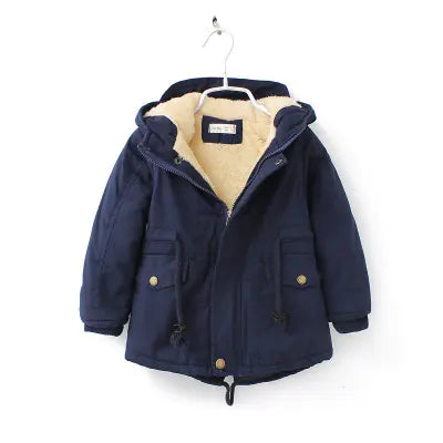 Boys' Thick Hooded Winter Coat with Fleece Lining