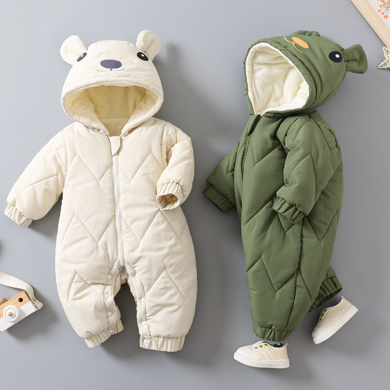 FrostNest™ – Padded Baby Winter Romper with Hat