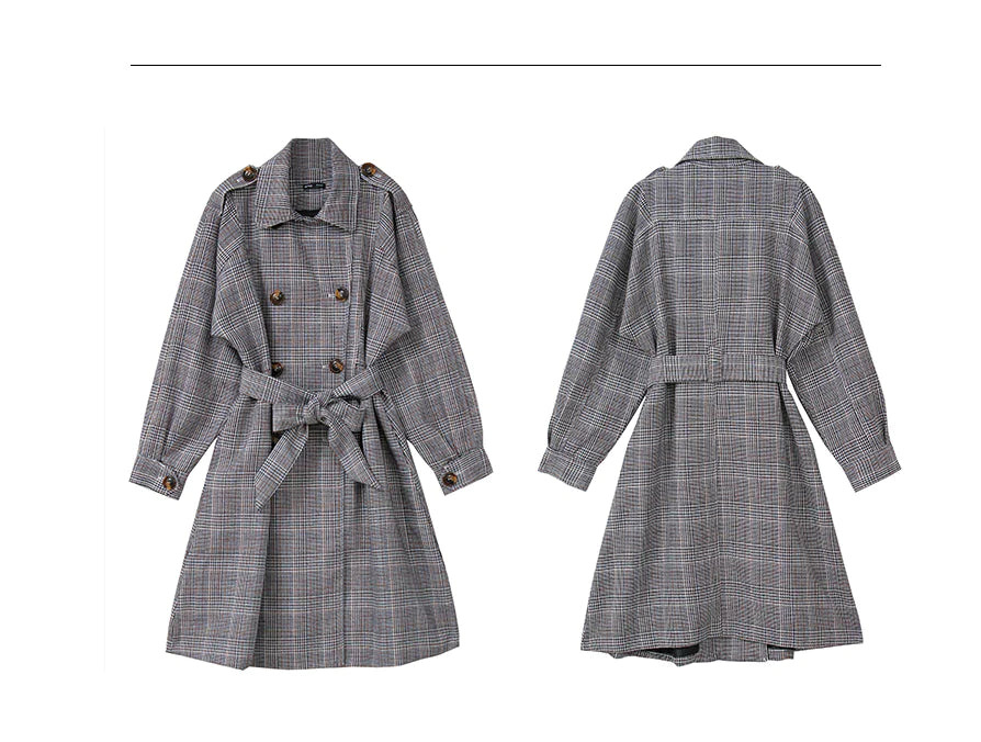 Plaid Mid-Length Coat and Trench Coat