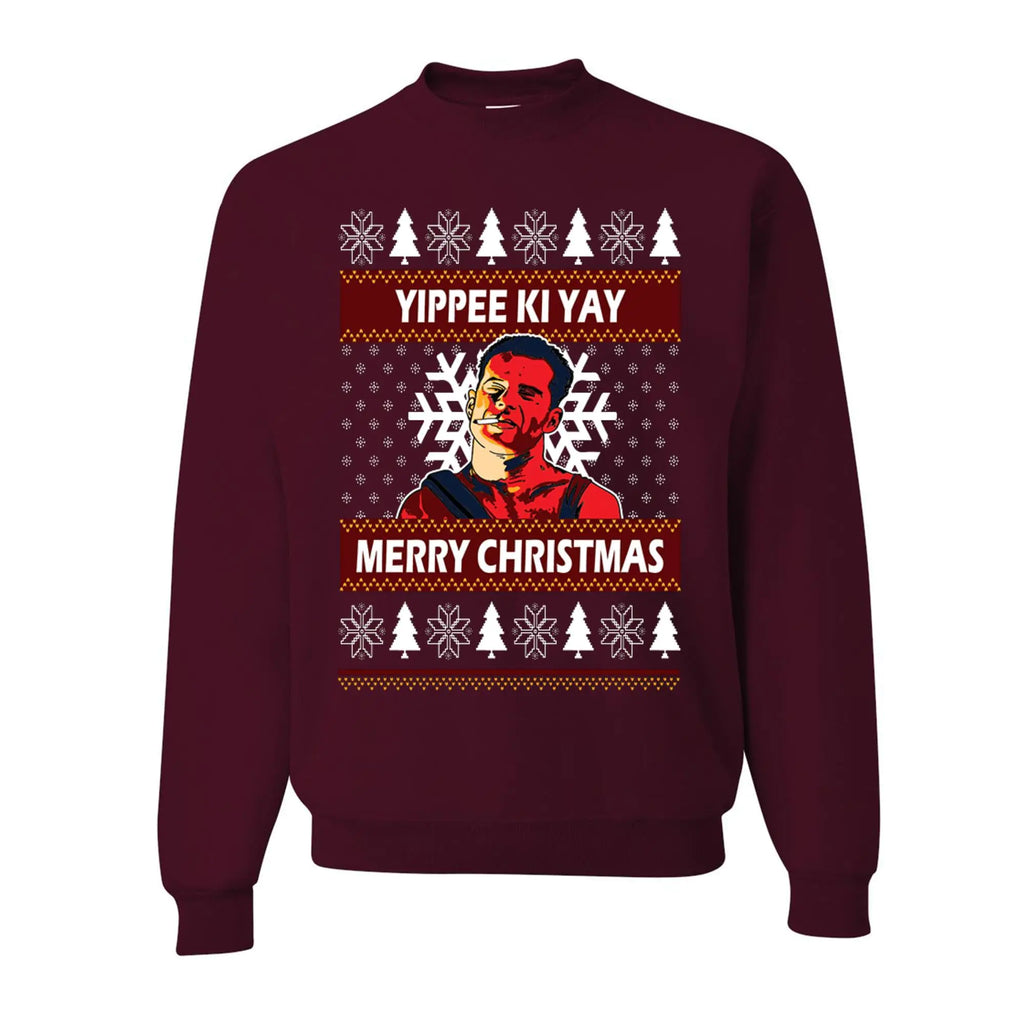 Yippee Ki Yay Merry Christmas Sweater - Premium Crewneck Sweatshirt
