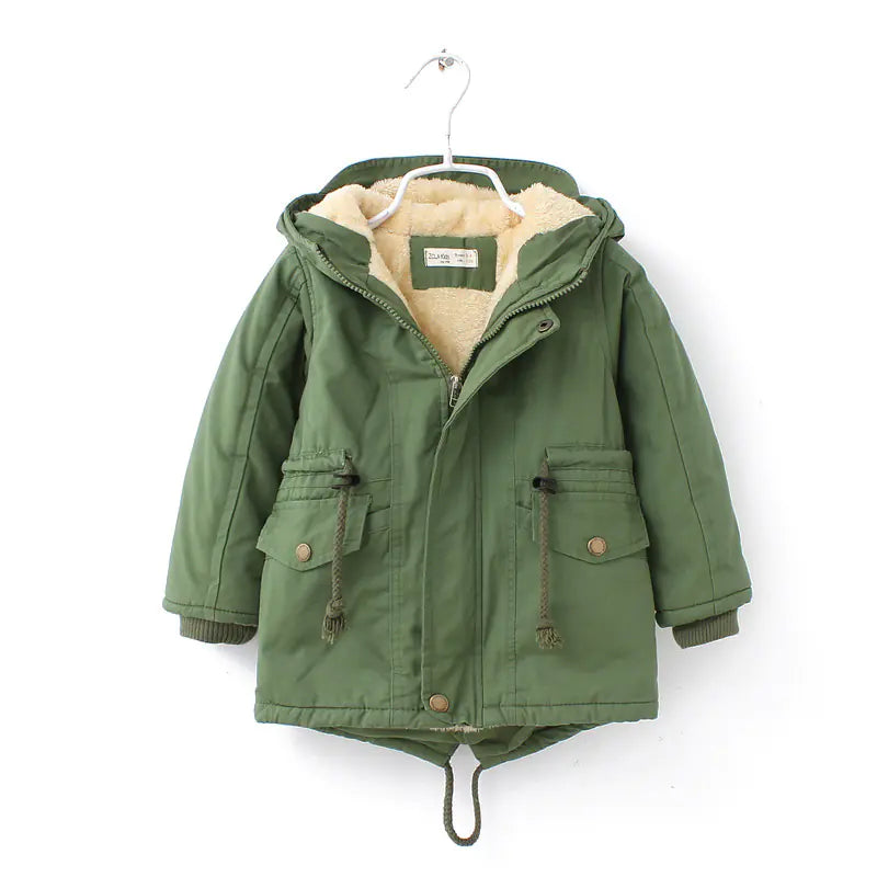 Boys' Thick Hooded Winter Coat with Fleece Lining