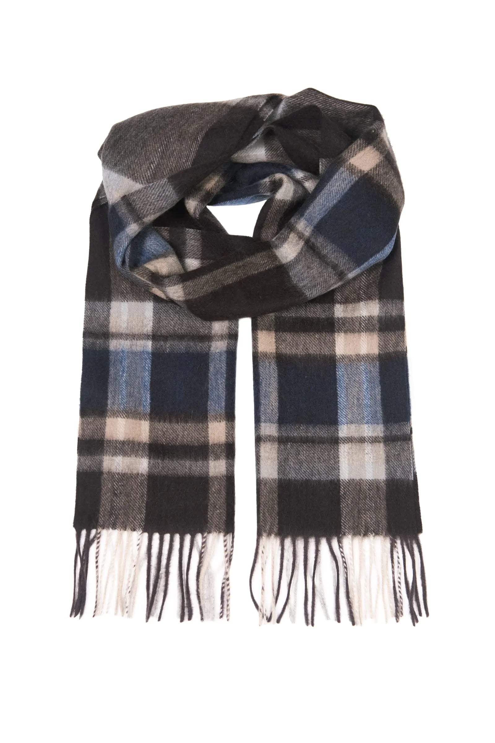 100% Cashmere Winter Scarf - Women's Luxury Scarf (Taupe & Blue)