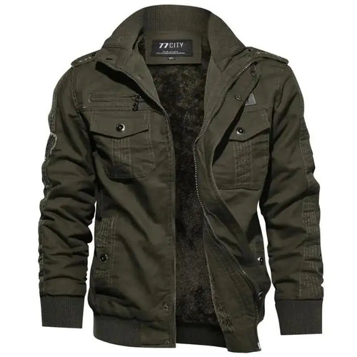 Men's Winter Cargo Jacket - Warm Down Coat with Multi-Pockets (6XL)