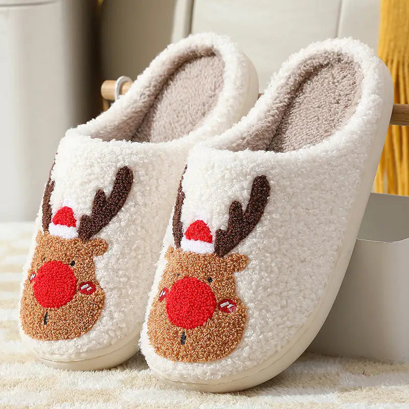 Christmas Elk Slippers - Cozy Winter House Shoes | New