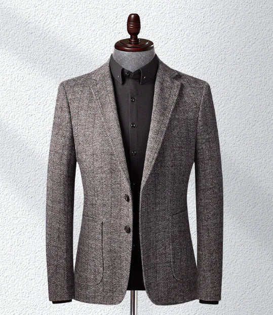 Women's Heavy Plaid Coat - Wool Blend Winter Jacket