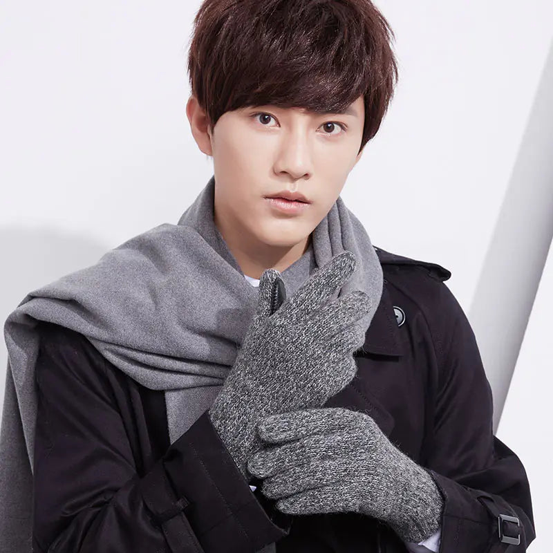 Men's Winter Gloves, Warm Wool & Cashmere Half-Finger