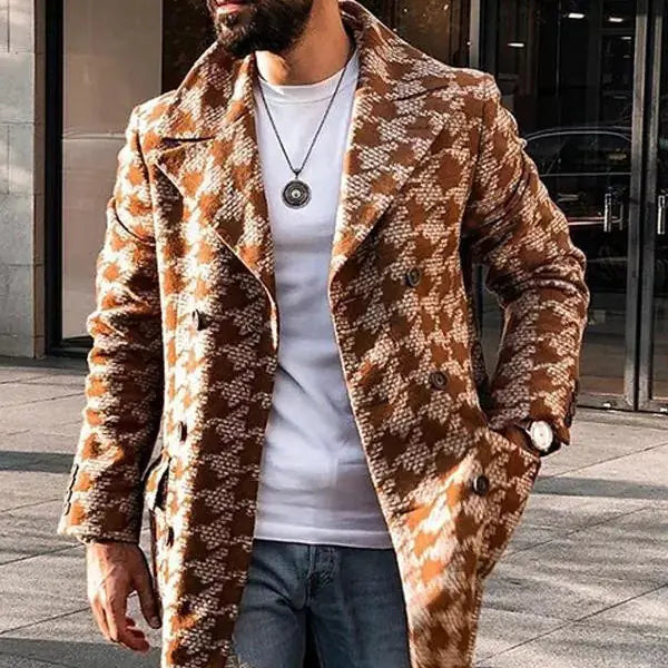 Men's Fashionable Printed Mid-Length Winter Coat |