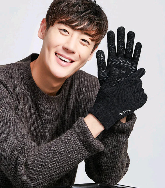 Men's Touchscreen Winter Gloves, Warm Knitted Outdoor Gloves |