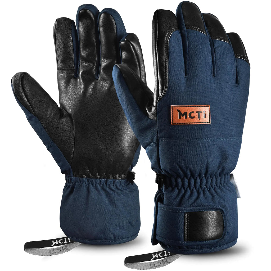 MCTi Ski Gloves Mens Waterproof Insulated Snow Gloves Lightweight Warm for Winter Navy Blue
