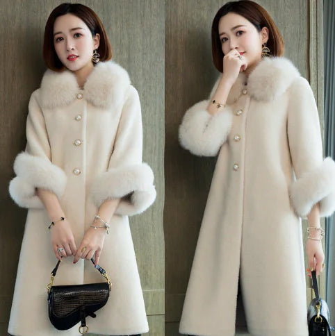 Faux Fur Sheepskin Overcoat - Luxury Wool Jacket for Women | Premium Winter Coat