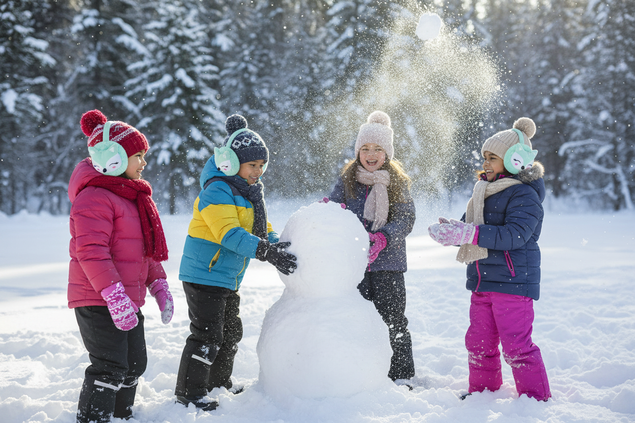 Kids Playing in Snow