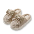 ULPOCMU Women Bow Slipper for Fall Winter Thick Sole Indoor Cute Fuzzy Footwear (7.5Brown)