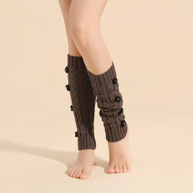 Sweet Knitted Winter Christmas Flower Sock Warmers |