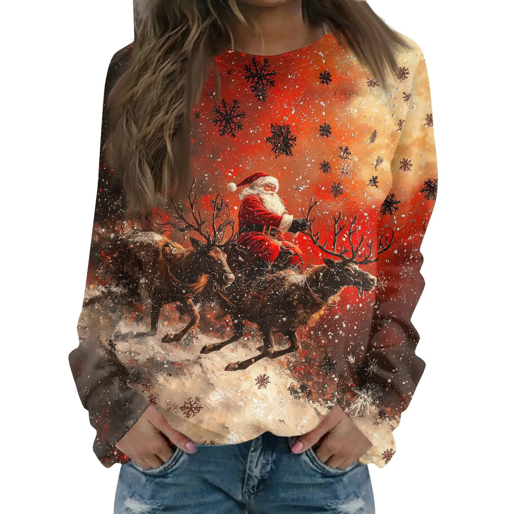 Women's Christmas Sweatshirt - Plus Size Raglan Pullover