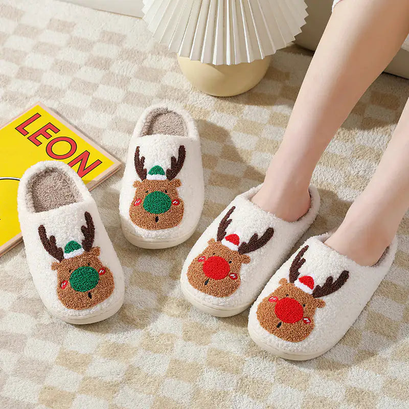 Christmas Elk Slippers - Cozy Winter House Shoes | New