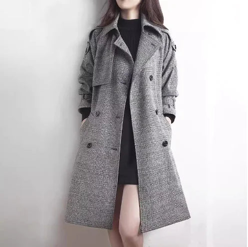 Plaid Mid-Length Coat and Trench Coat