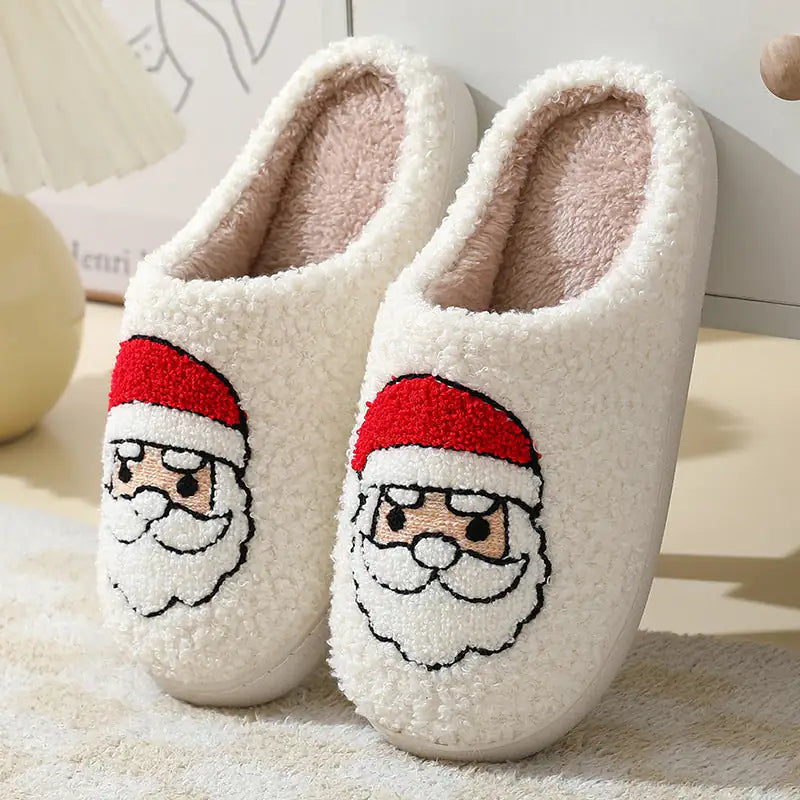 Christmas Santa Claus Slippers - Cozy Cotton Winter House Shoes for Women & Men