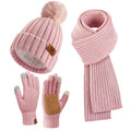 Women's Winter Set - Beanie, Scarf & Touchscreen Gloves (Pink)