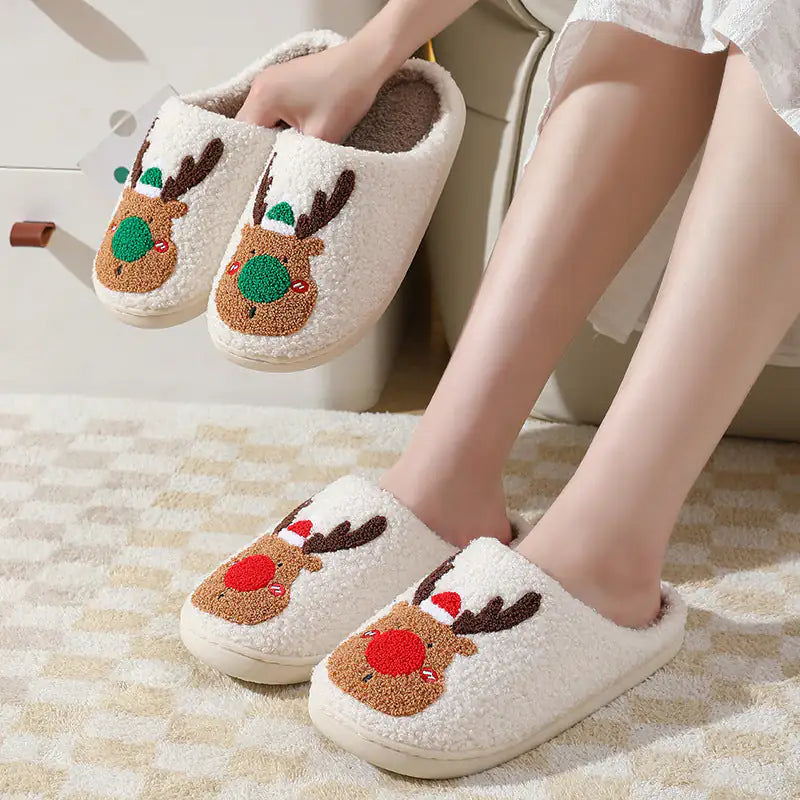 Christmas Elk Slippers - Cozy Winter House Shoes | New