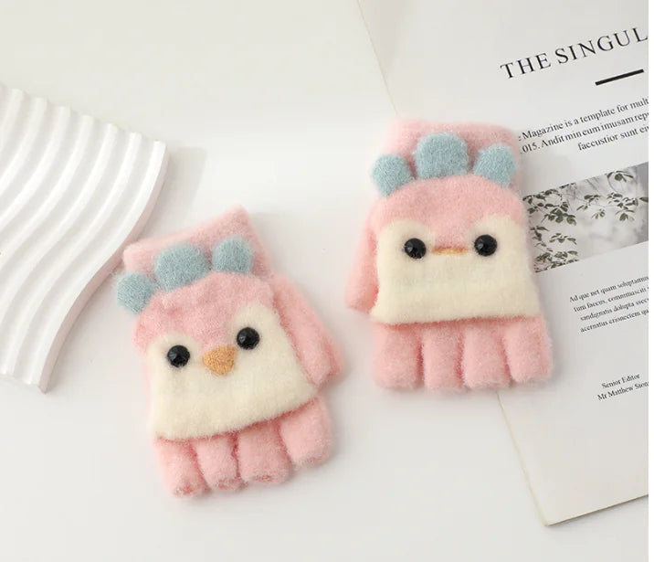 Children's Winter Gloves for Ages 4-10 with Flip Design