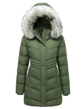 Ampake Womens Winter Parka Coat Quilted Puffer Jacket with Faux Fur Hood (GreenXL)
