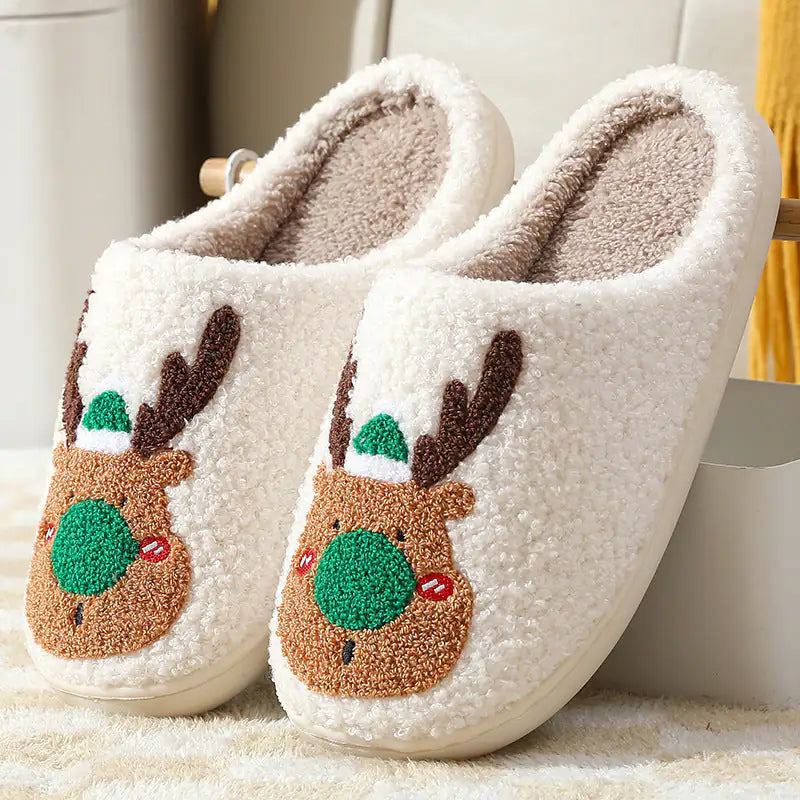 Christmas Elk Slippers - Cozy Winter House Shoes | New