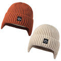 MaxNova Toddler Winter Hat 3-8T Dark Orange/Gray Apricot 2 Pack