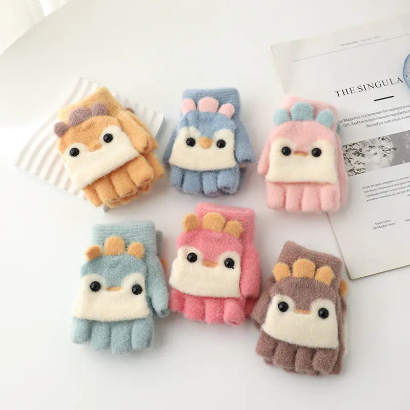 Children's Winter Gloves for Ages 4-10 with Flip Design