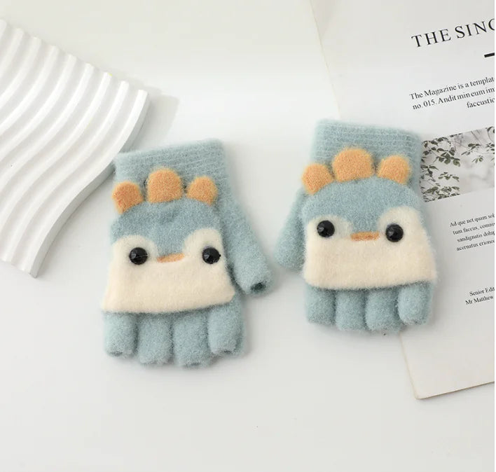 Children's Winter Gloves for Ages 4-10 with Flip Design