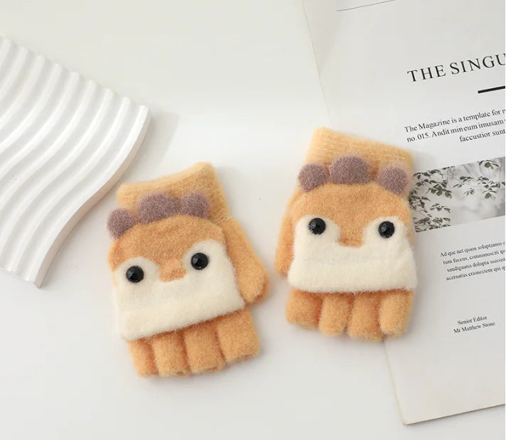 Children's Winter Gloves for Ages 4-10 with Flip Design