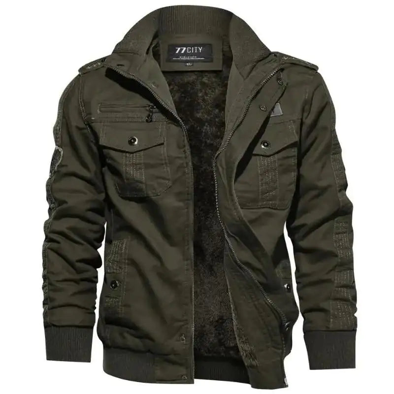 Men's Winter Cargo Jacket - Warm Down Coat with Multi-Pockets (6XL)