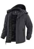 Pudolla Mens Winter Jackets with Removable Hood Winter Waterproof Jacket Ski Snow Jacket（Dark Grey XL）