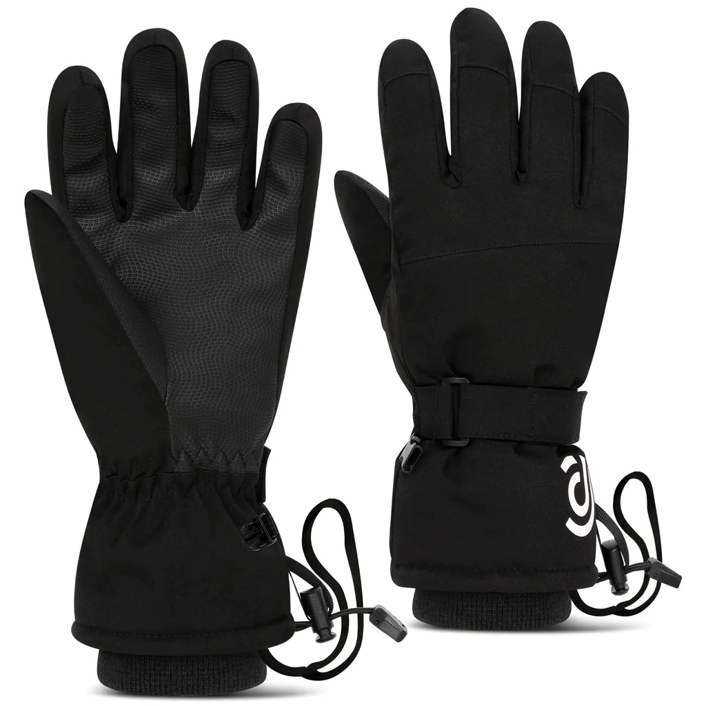 Waterproof Ski & Snowmobile Gloves - Touchscreen Winter Gloves with Wrist Straps