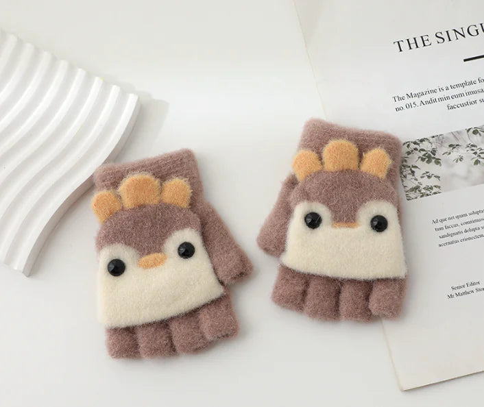 Children's Winter Gloves for Ages 4-10 with Flip Design