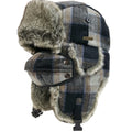 Unisex Winter Trapper Hat with Ear Flaps and Windproof Mask for Hunting Skiing Winter Outdoor Activities (Grey Plaid L)