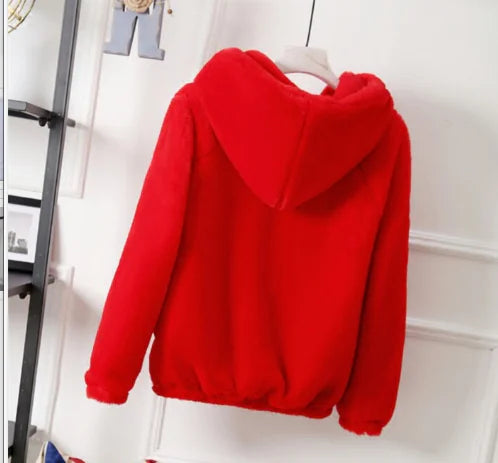 Hooded Short Women's Faux Mink Fur Winter Coat