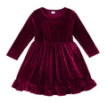 Little Girl Dress Velvet Long Sleeve Dress Girl Fall Winter Party Dresses 3-8T
