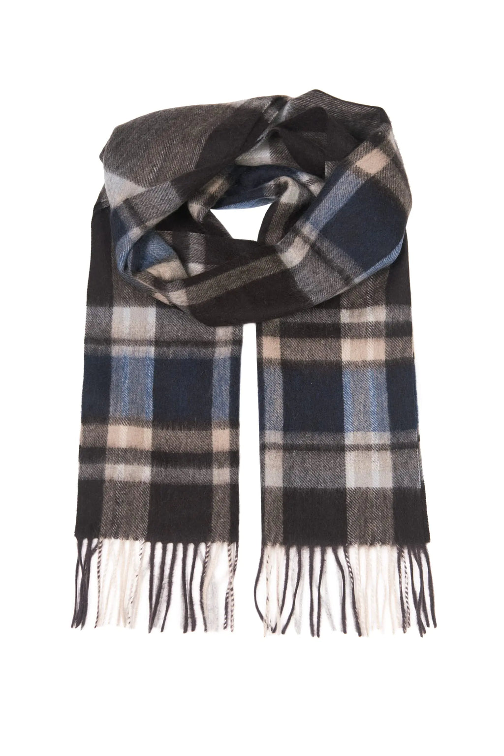 100% Cashmere Winter Scarf - Women's Luxury Scarf (Taupe & Blue)