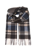 100% Cashmere Winter Scarf - Women's Luxury Scarf (Taupe & Blue)