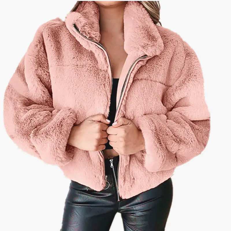 Elegant Women's Faux Fur Coat - Zipper & Collar | Black Friday Sale