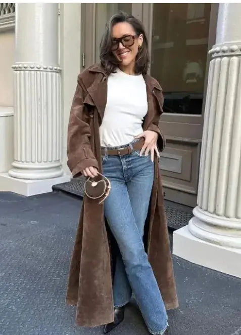 Women's Fashion Double-Breasted Trench Coat - Premium Wool Blend | Black Friday