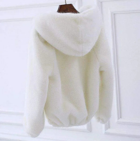 Hooded Short Women's Faux Mink Fur Winter Coat