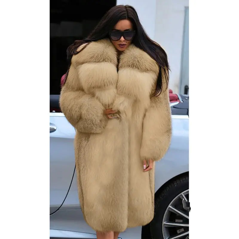 European Style Hooded Faux Fur Coat - Women's Luxury | Black Friday Sale