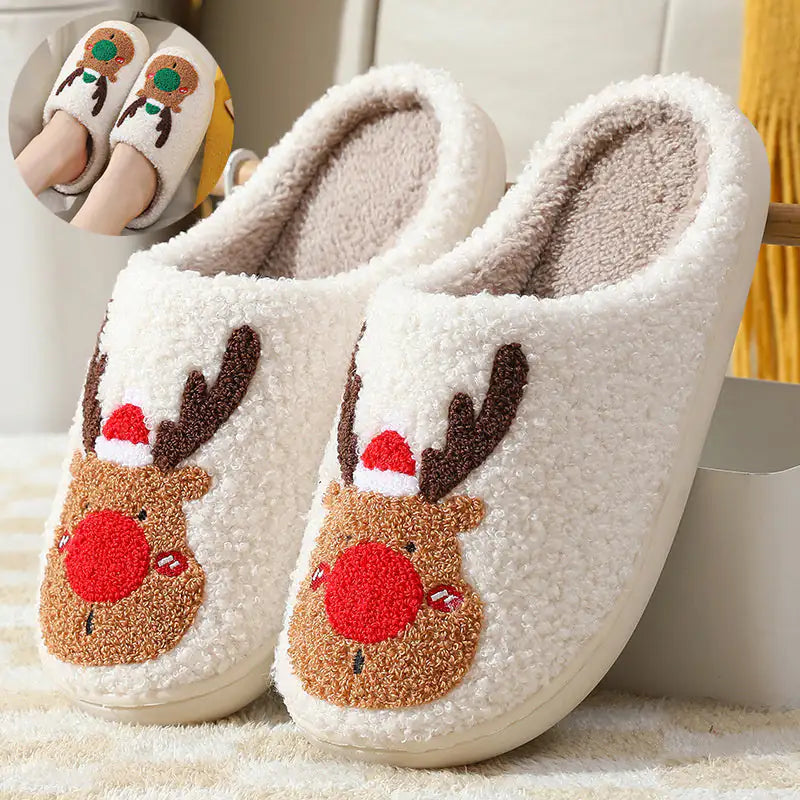 Christmas Elk Slippers - Cozy Winter House Shoes | New